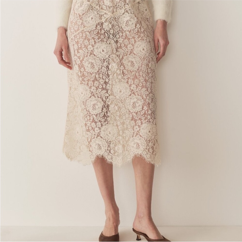 Doen Cream Lace Midi Skirt